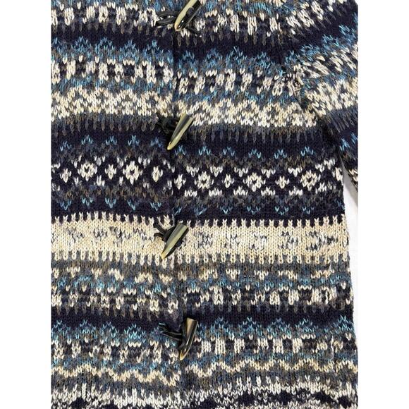 Vtg Evan Picone Fair Isle Chunky Knit Wool Blend Cardigan -Toggle Buttons Sz S - Picture 3 of 11